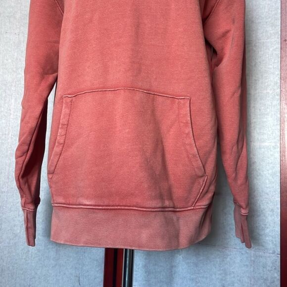 Abercrombie & Fitch Deep Rose Relaxed Fit Semi-Distressed Pullover Hoodie (Small - Picture 5 of 11